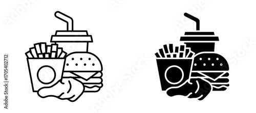 Fast food icons set for apps and web.