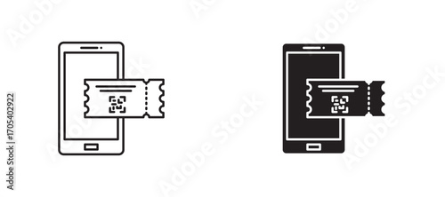 Eticket icons set for apps and web.