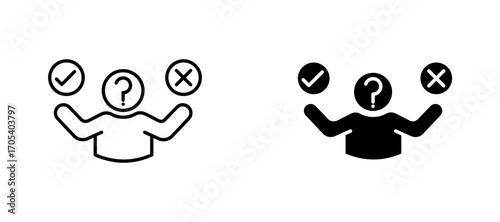 Decision making icons set for apps and web.