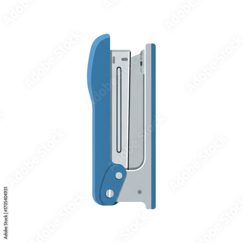 Blue and silver stapler office supply.