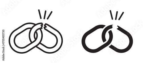 Broken link icons set for apps and web.