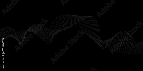Vectors Black background design. Modern wavy line pattern in monochrome colors. Premium stripe texture for banner, moderen disign