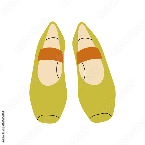 Women's colorful summer sandals and shoes in hand drawn styleVector illustration of various open summer sandals with straps, low and high platform isolated. Summer cute slippers and sandals