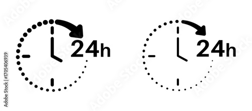 24 hours icons set for apps and web.