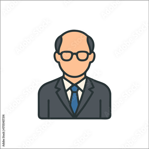 old businessman with glasses and hairless