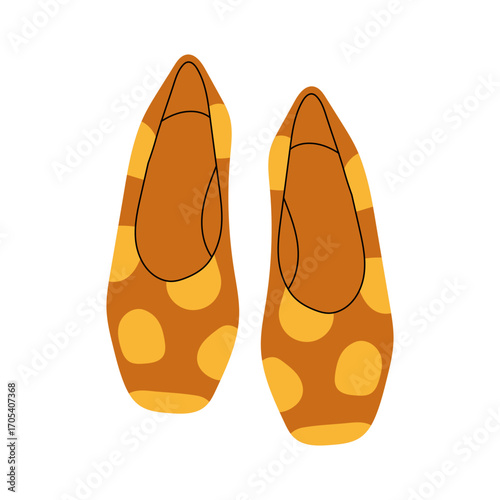 Women's colorful summer sandals and shoes in hand drawn styleVector illustration of various open summer sandals with straps, low and high platform isolated. Summer cute slippers and sandals