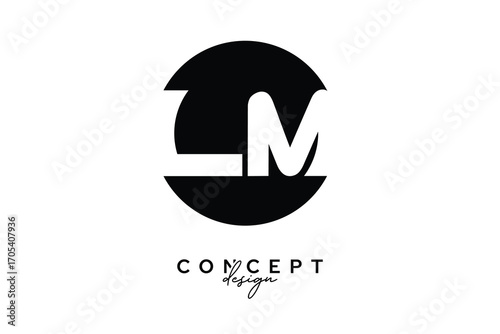 LM Creative Negative Space Circle Monogram Logo Design