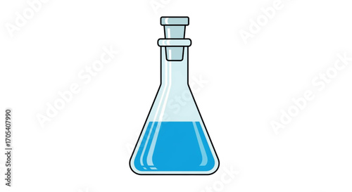 Blue Liquid In A Laboratory Flask.