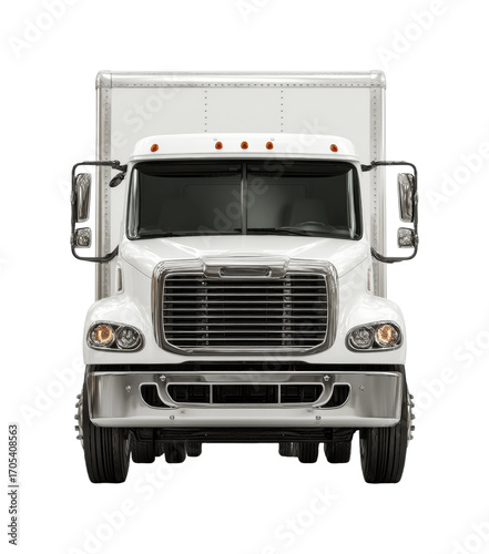 Delivery truck in urban transportation vehicle front view industrial environment isolated on transparent background, png