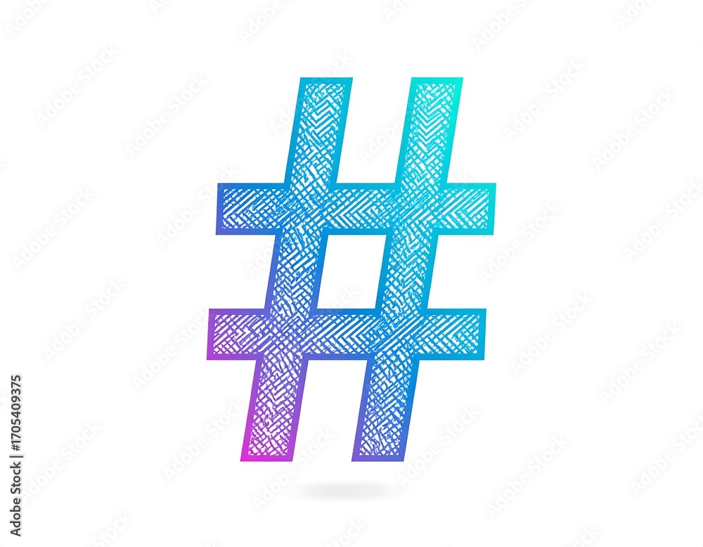 Fototapeta premium Abstract stylized hashtag symbol in vibrant gradient colors