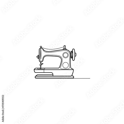 Vintage Sewing Machine Line Art A Timeless Symbol of Craftsmanship and Nostalgia in Minimalist Design