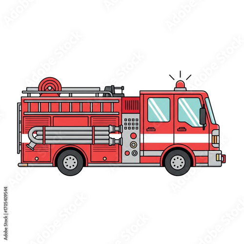 Red Fire Truck Vehicle Illustration.