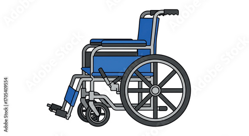 Blue Wheelchair Isolated on White Background.