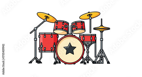 Red Drum Kit with Star Design.