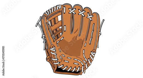 Brown Leather Baseball Glove for Sports.