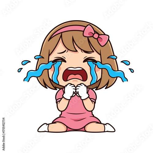 Crying Girl Cartoon Character Illustration