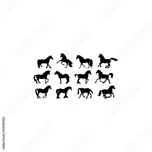 
Horse silhouette icon vector set for logo 