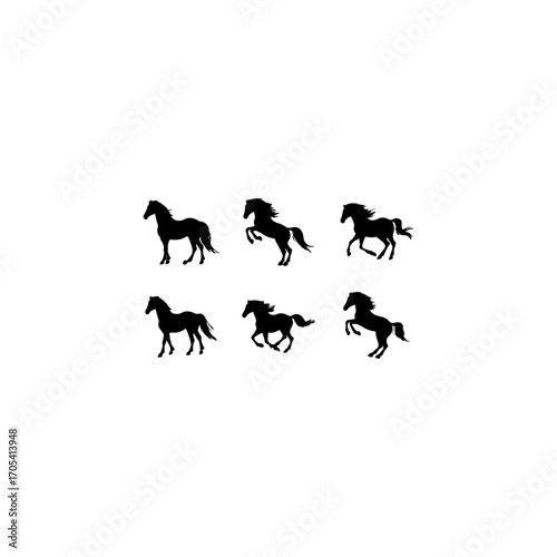 
Horse silhouette icon vector set for logo 