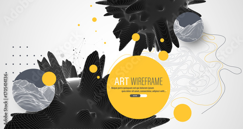 Modern science and technology background. Abstract art sphere. Wireframe theme.