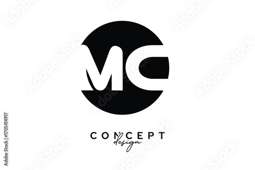 MC Creative Negative Space Circle Monogram Logo Design