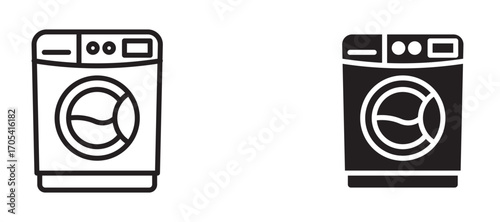 Washing machine Icon set in black color for ui designs