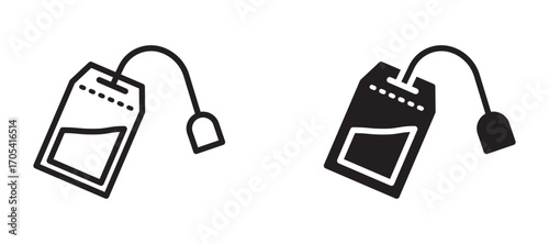 Tea bag Icon set in black color for ui designs