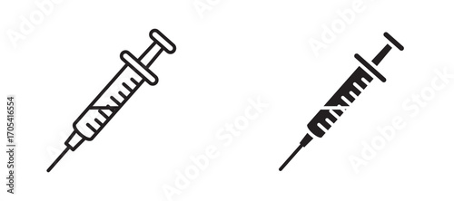 Syringe Icon set in black color for ui designs