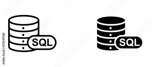 SQL Icon set in black color for ui designs