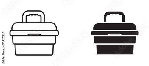 Portable fridge box Icon set in black color for ui designs