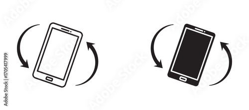 Mobile rotate Icon set in black color for ui designs