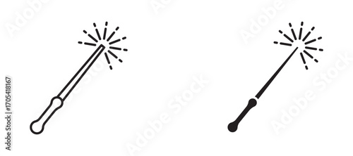 Magic wand Icon set in black color for ui designs