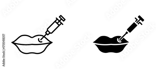 Lips injection Icon set in black color for ui designs