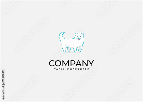 Fluffy Dog Mascot logo features a cute cartoon puppy with a fluffy tail, soft fur, and a happy expression. Its friendly and playful design is perfect for pet shops, dog grooming and animal care.