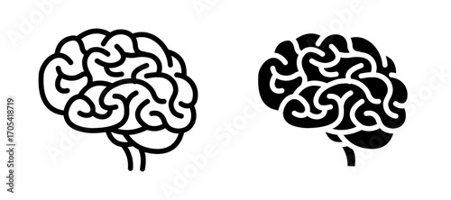 Human brain Icon set in black color for ui designs