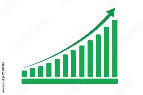 growth chart, business success bar, financial progress arrow icon.