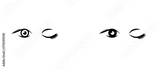 Eyes open and closed Icon set in black color for ui designs