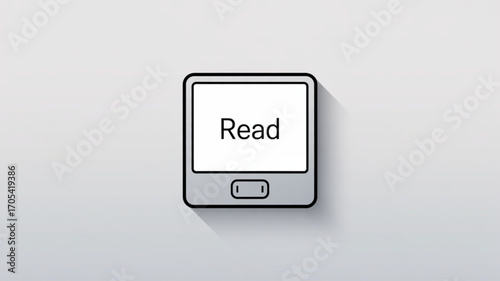 Read icon on, ebook reader icon with text, digital book icon, reading app icon, and electronic book icon