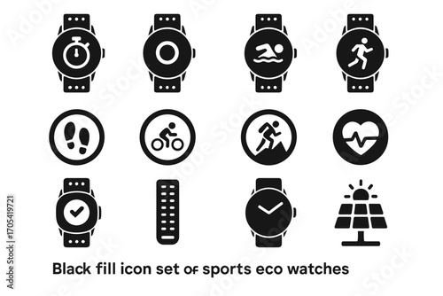 Distance sport icon strap watch lightweight heart icons lap sports tracker vector