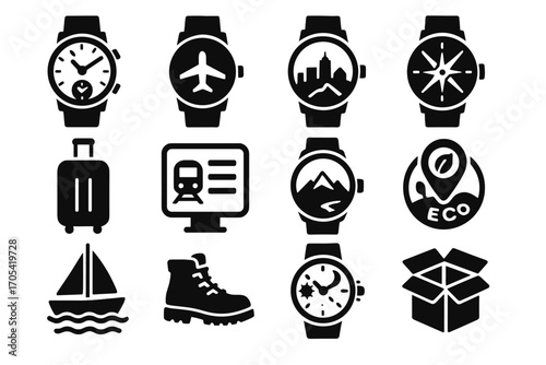 Travel icon compass boot eco dual rose vector mode trip