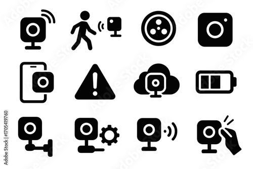 Audio security detection vision indicator vector access status icon recording nano camera