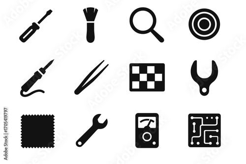 Wrench icon nano replacement cleaning vector camera iron repair magnifying fiber lens