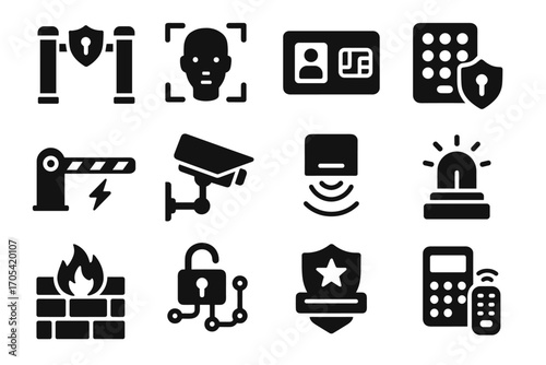 Vector biometric security panel scanner cyber system digital motion lock icons icon