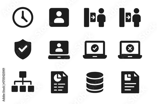 Generation vector clearance icon entry access icons cyber timestamp report security granted