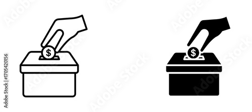 Charity box Icon set in black color for ui designs