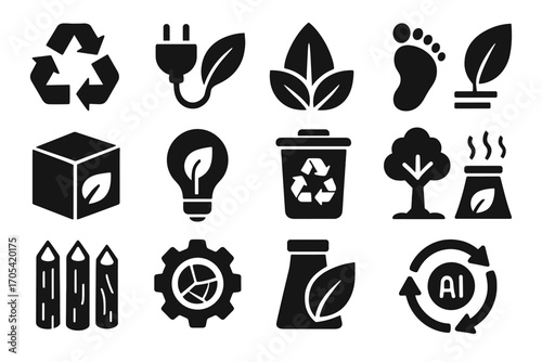 Printer icons bio economy materials footprint vector icon energy reduction green waste