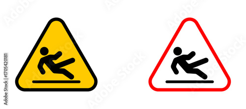 Caution wet floor Icon set in black color for ui designs