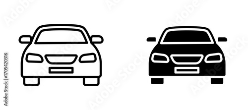 Car front view Icon set in black color for ui designs