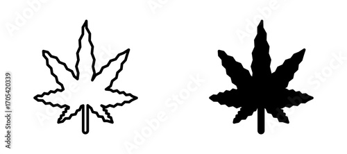 Cannabis leaf Icon set in black color for ui designs