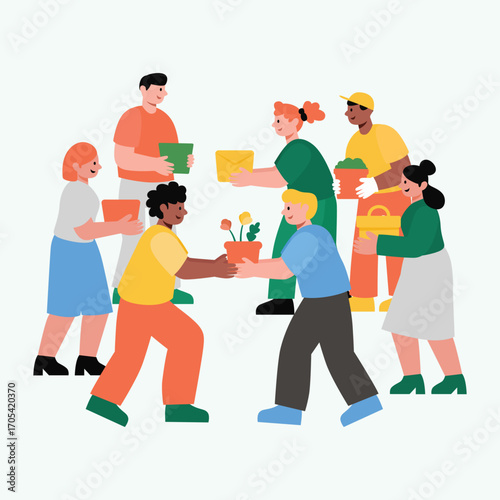 Volunteers celebrating together, symbolizing community spirit and support