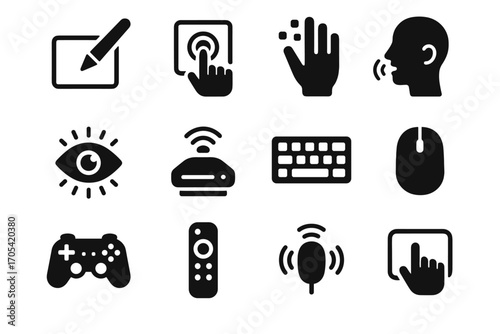 Sensor icons vector haptic keyboard voice touchpad remote ar hand icon pad